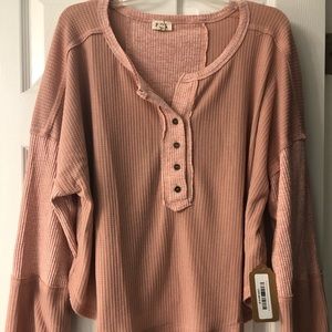 POL Long Sleeve Casual Thermal Knit Top